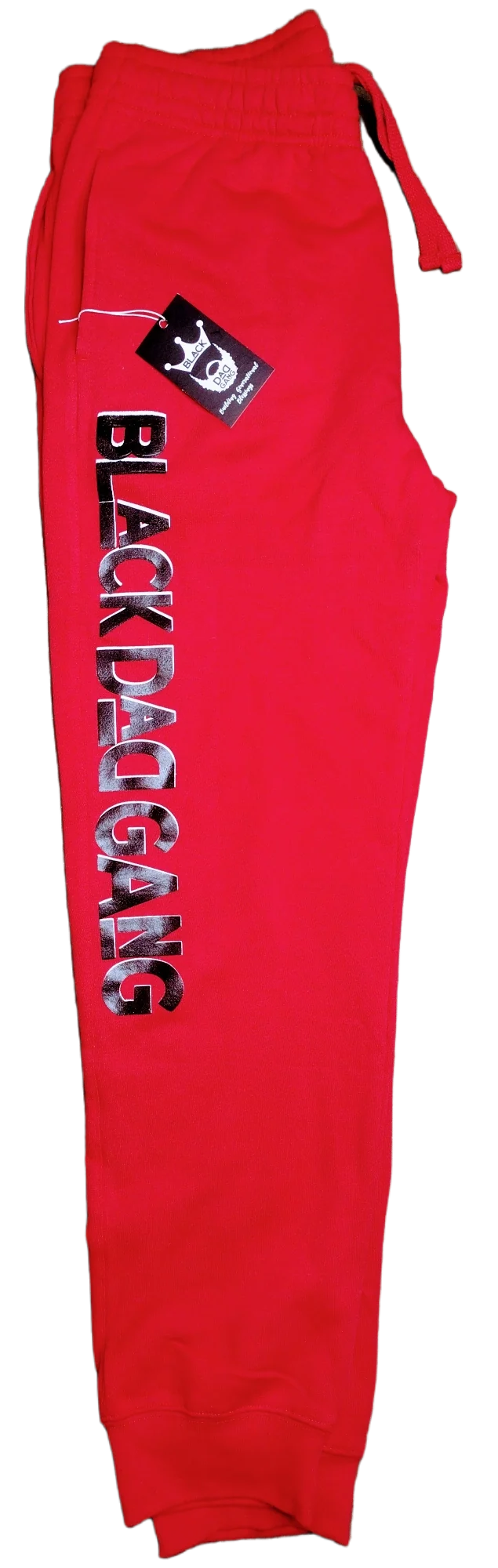 Red, black and white black dad gang jogger sweats