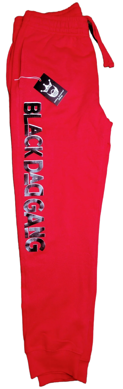 Red, black and white black dad gang jogger sweats