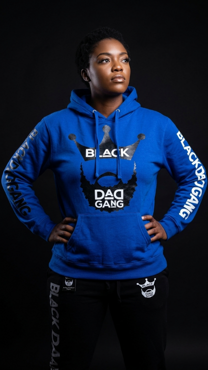 Royal Blue, black and white hooded sweater