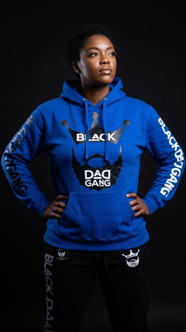 Royal Blue, black and white hooded sweater