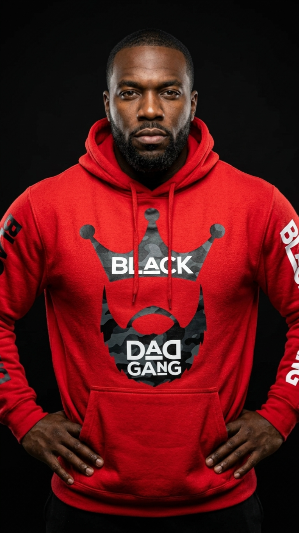 Red, Black and white Black dad gang hooded sweater