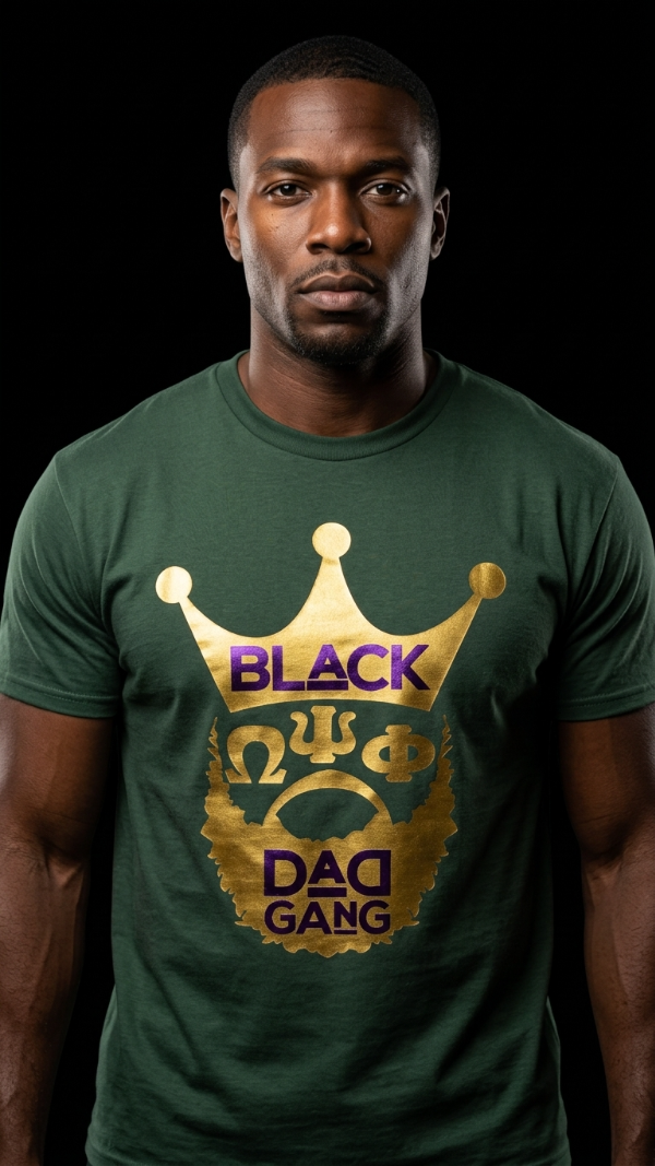 Military green, purple and gold OMEGA PSI PHI Tee Shirt